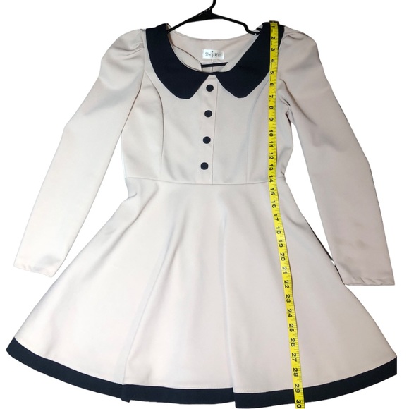 59th Street CUTE MINI CONTRAST COLLAR LONG SLEEVE SKATER DRESS - Picture 5 of 7